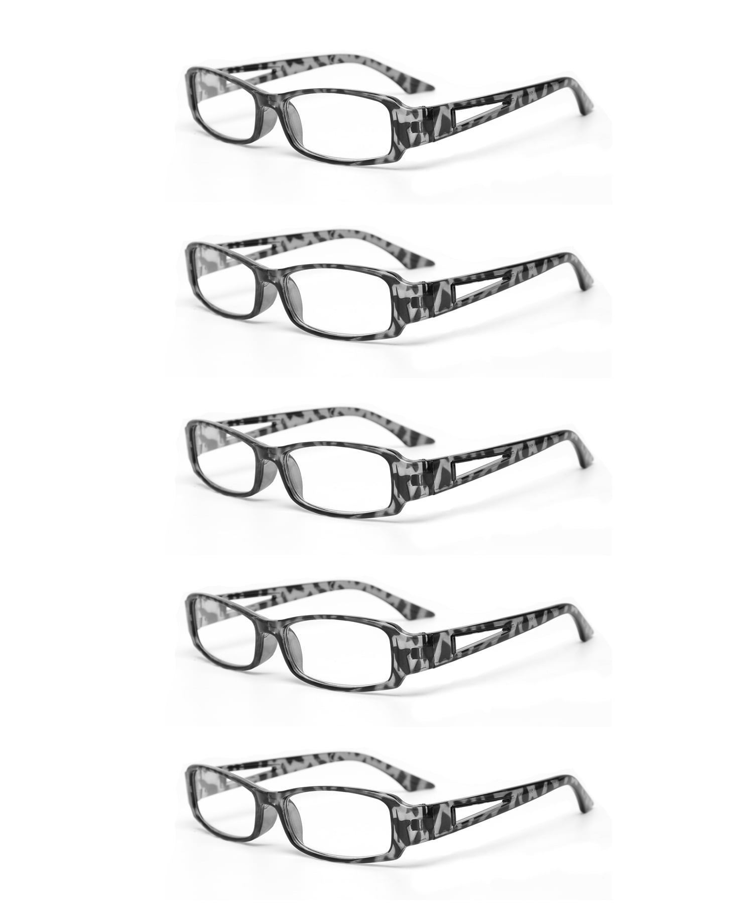 EYE ZOOM 5 Pack Classic Rectangular Plastic Reading Glasses for Men and