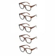 thumbnail image 1 of EYE ZOOM 5 Pack Ladies Stylish Plastic Frame Reading Glasses for Women, Brown Tortoise, Strength: +1.75, 1 of 5
