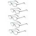 thumbnail image 1 of EYE ZOOM 5 Pack Unisex Rectangular Metal Reading Glasses with Spring Hinge, Navy Blue, +250, 1 of 6