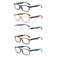 thumbnail image 1 of EYE ZOOM 5 Pack Unisex Rectangular Vintage Plastic Frame Reading Glasses for Men and Women, Black, Browm, Clear, Gray, and Tortoise, +1.00, 1 of 6