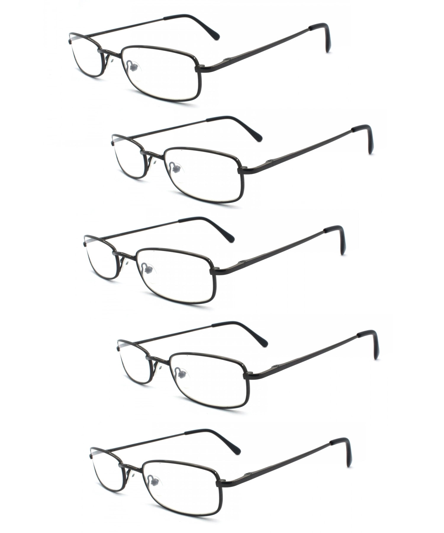 EYE ZOOM 5 Pairs Unisex Classic Rectangular Metal Frame Reading Glasses ...