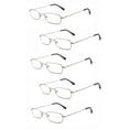thumbnail image 1 of EYE ZOOM 5 Pairs Unisex Classic Rectangular Metal Frame Reading Glasses, Sliver, +1.50, 1 of 5