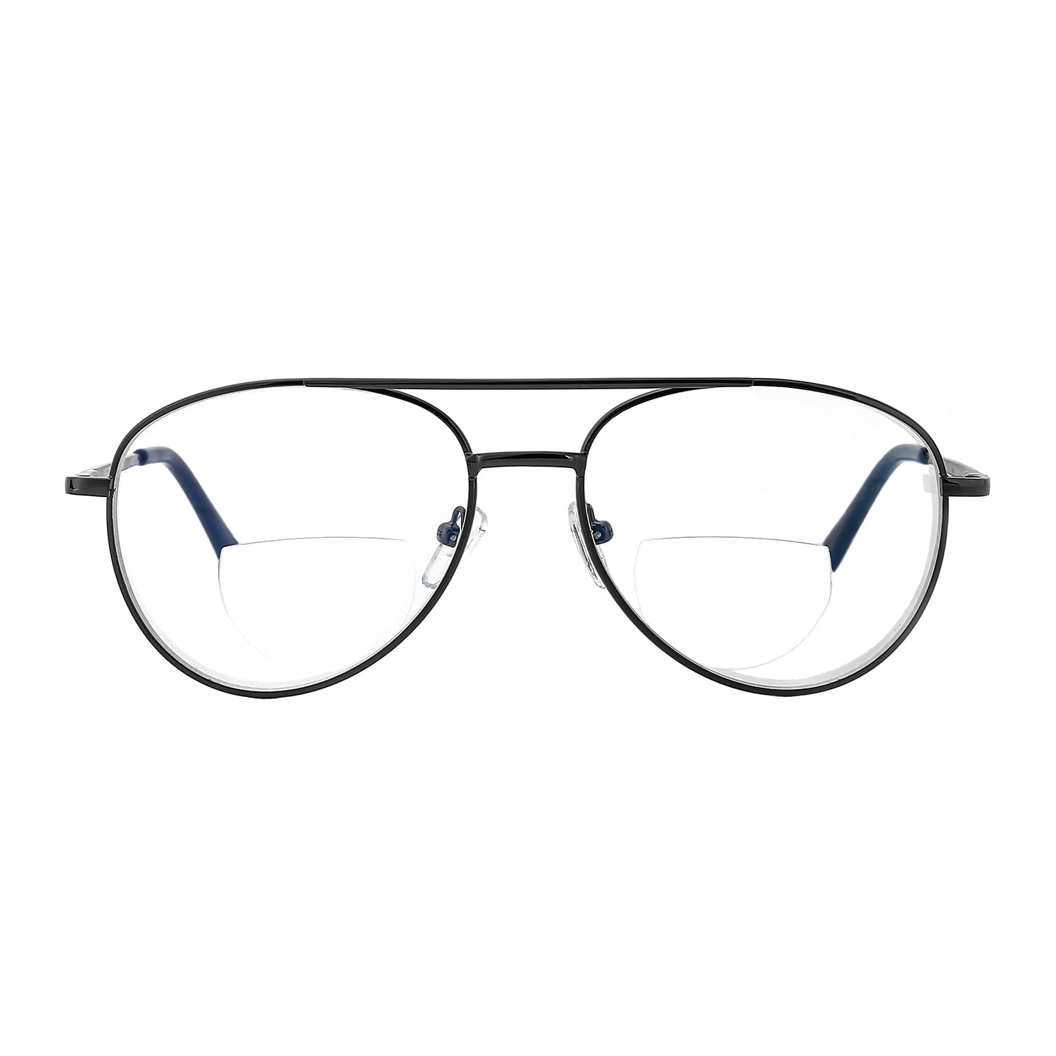 EYE ZOOM Aviator Style Blue Light Blocking Bifocal Reading Glasses (Gunmetal, +1.25)