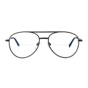 EYE ZOOM Aviator Style Blue Light Blocking Bifocal Reading Glasses Gunmetal, +3.00
