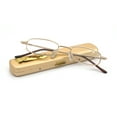 thumbnail image 1 of EYE ZOOM Compact Light Metal Portable Reading Glasses with Pocket Hard Case for Men and Women, Gold, +1.50, 1 of 5