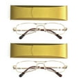 thumbnail image 1 of EYE ZOOM Reading Glasses 2 Pack Extra Wild Metal Readers Spring Hinge with Hard Case for Men and Women (Gold, Strength + 1.00), 1 of 6
