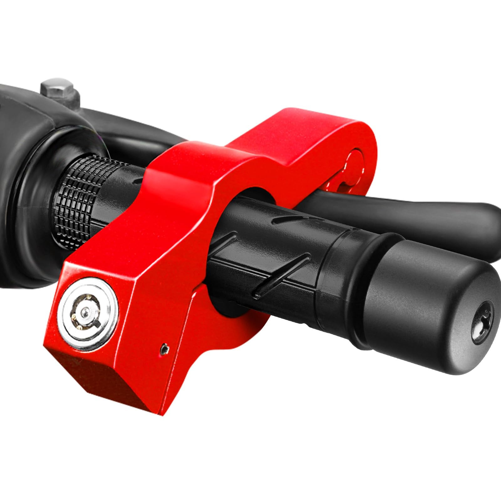 EYE4TECHS Motorcycle Lock for Throttle and Brake Handlebar - Red Heavy Duty Anti-Theft Bike Lock Motorcycle Accessories for Men - Adjustable Security Locks for Scooters, ATVs, Dirt Bike, Mopeds