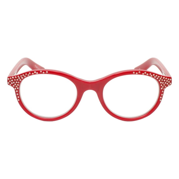 EYEBOBS-2885 SOFT KITTY 99 Oval Reading Glasses Red Rhinestones +1.50