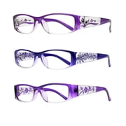 Eyebogo Kaylee Value 3-Pack Women Rectangular Reading Glasses, Purple/Kaylee/Olivia/Francesca,+2.50
