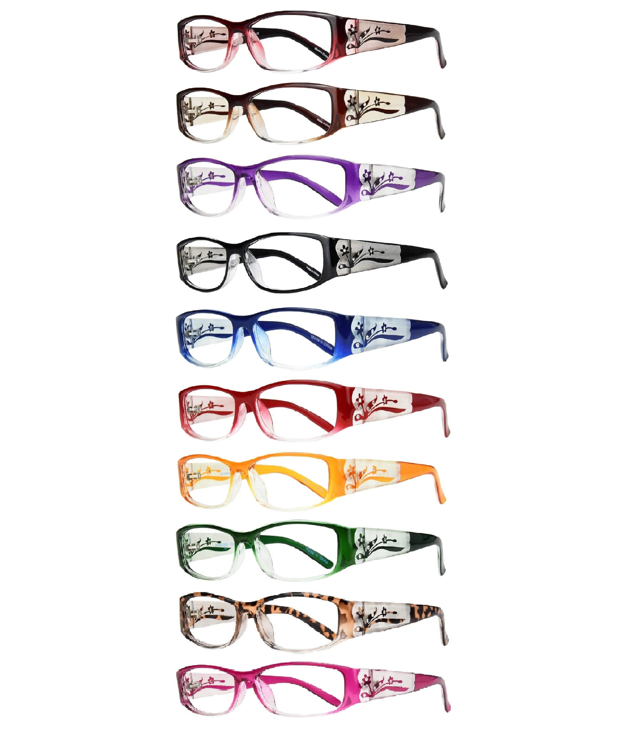EYEBOGO Kaylee Stylish Reading Glasses for Women (10-Pack, +3.75)