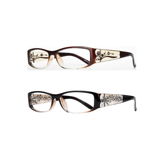 Eyebogo Kaylee Value 2-Pack Women Rectangular Reading Glasses, Brown/Kaylee/Olivia, +2.25