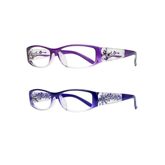 Eyebogo Kaylee Value 2-Pack Women Rectangular Reading Glasses, Purple/Kaylee/Olivia, 2.00