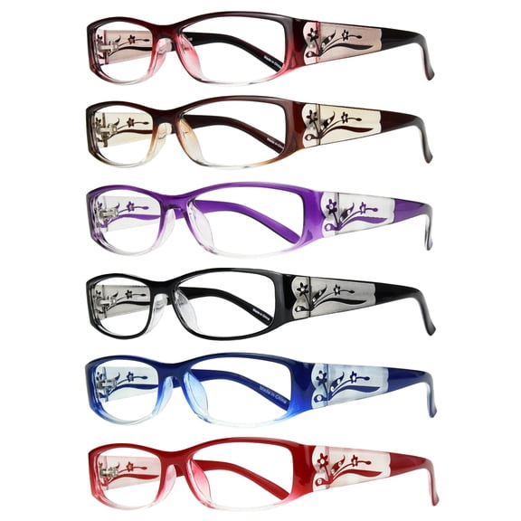 Eyebogo Kaylee Value 6-Pack Women Rectangular Reading Glasses, +3.50