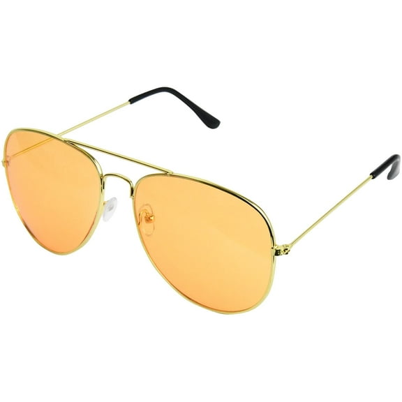 Eyebogo Night Driving Yellow Unisex Aviator Sunglasses, Gold