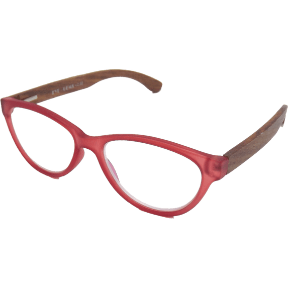 EYEGEMS Blue Light Blocking Computer Reading Glasses Eco Friendly Sustainable +2.50 Walnut Wood Red 3461