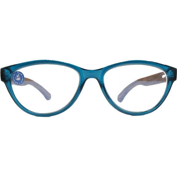 EYEGEMS Brand Blue Light Blocking Computer Reading Women Glasses +1.50 Eco Friendly Sustainable Ladies Walnut Wood Teal 3461