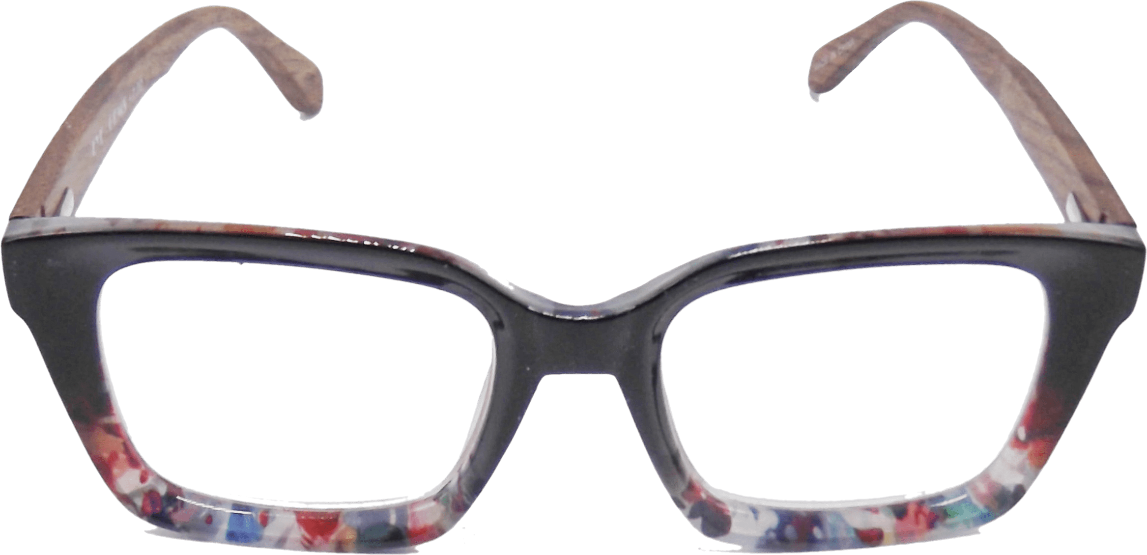 EYEGEMS Brand Eyeglasses Women Eco Friendly Sustainable  Reading Glasses +2.00 Ladies Walnut Wood Black Multicolor 0552