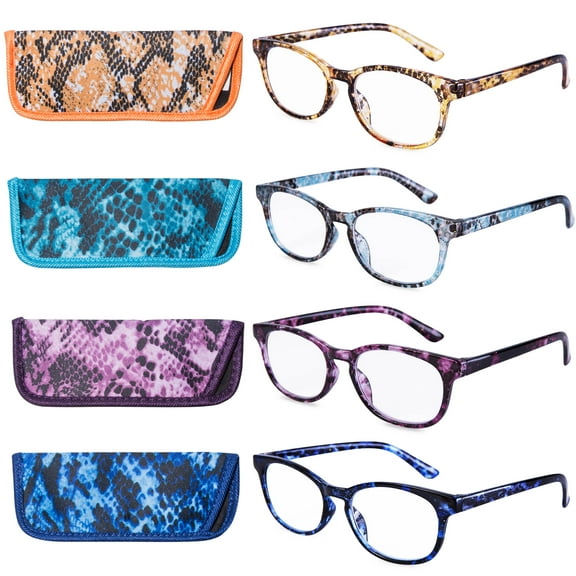 EYEGUARD Reading Glasses 4 Pack Quality Fashion colorful Readers for women +1.00