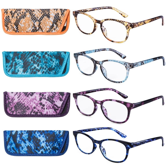 EYEGUARD Reading Glasses 4 Pack Quality Fashion colorful Readers for women +4.50