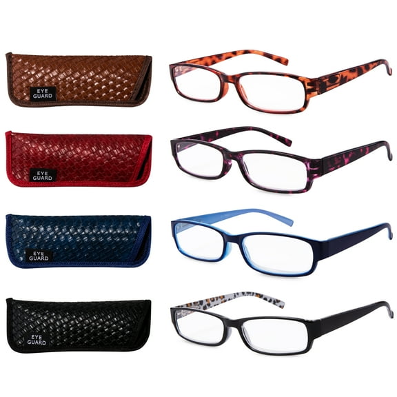 EYEGUARD Reading Glasses 4 Pack of Thin and Elegant Womens Readers with Beautiful Patterns for Ladies