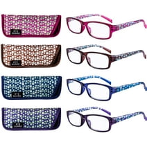 EYEGUARD Reading Glasses 4 Pair Spring Hinge Readers Fashion Women Glasses +1.50