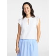 thumbnail image 1 of Time and Tru Women's Cotton Eyelet Top with Short Flutter Sleeves, Sizes XS-XXXL, 1 of 6