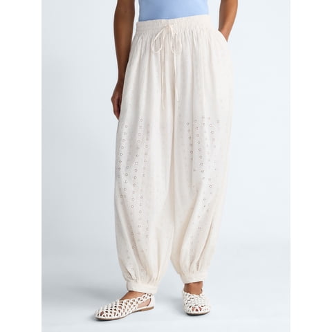 Women’s and Women's Plus Eyelet Harem Cotton Pants, Sizes XS-4X