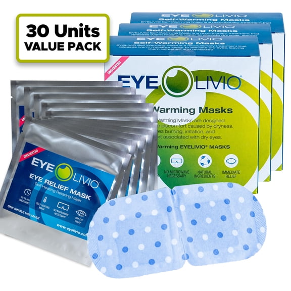 EYELIVIO Dry Eye Relief Mask: 30 Pack 15 Min for Dry Eyes Blepharitis & Meibomian Gland Dysfunction