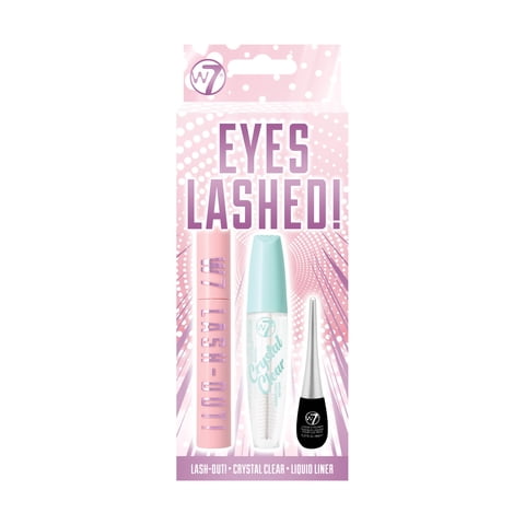 w7 Eyes Lashed Contains Liquid Eyeliner, Lash Out Mascara and Crystal Clear Mascara for All Skin Types