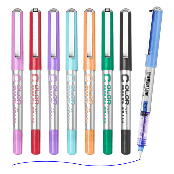 EYEYE 0.5mm Liquid Ink Rollerball Pens 8 Assorted Colors, Needle Tip Pen Extra Fine Point Quick Dry, Ink Pens Fine Point Smooth Writing Pen for Journaling, Note Taking, Office, Doodling & Gifts