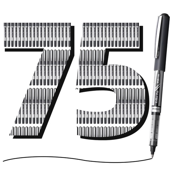 EYEYE 75-Pack Blue Ink Rollerball Pens, 0.7mm Medium Point - Quick-Dry & Smooth Writing for Office,Note-Taking, Journaling, and Planning.