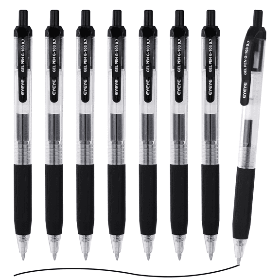 EYEYE G-103 10 Pack Retractable Gel Pens 0.5mm, Black Ink Pen Extra Fine Point Quick Dry, 0.5 mm Ballint Quick Drpoint Pen Fine Point Smooth Writing Pens for Office