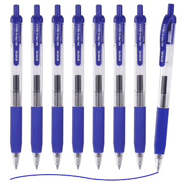 EYEYE G-103 Retractable 0.5mm Gel Pens, 10 Pack Extra Fine Point Blue Ink Pens Quick Dry, Ballpoint Pen Fine Point Smooth Writing Pens for Office
