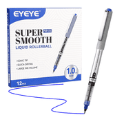 EYEYE Liquid Ink Rollerball Pens 1.0mm Blue, 12 Pack Bold Point Roller Ball Pen Quick Dry, Blue Ink Pens Fine Point Smooth Writing Pens for Journaling, Note Taking,