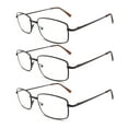 thumbnail image 1 of EYEZOOM 3 Pairs Extra Wide Light Weight Rectangular Metal Frame Reading Glasses with Spring Hinge (Brown, Strength: +3.50), 1 of 5