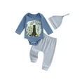 EYIIYE Baby Boys Set Dog Duck Print Long Sleeve Romper Trousers Hat
