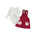 EYIIYE Baby Girl Christmas Outfit, Ribbed Romper Santa Claus Suspender