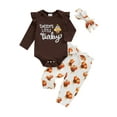 EYIIYE Baby Girl Thanksgiving Outfits Romper + Dots/Turkey Pants