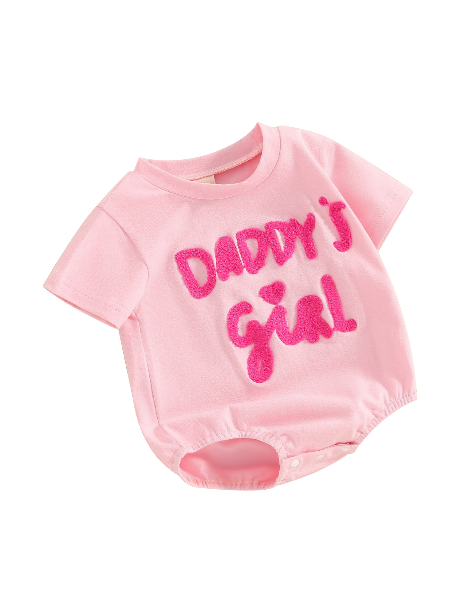 EYIIYE Baby Girls Romper, Short Sleeve Embroidery Letters Summer ...