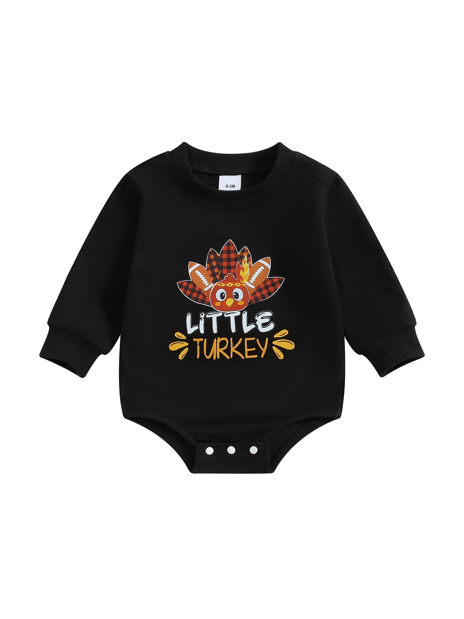 EYIIYE Baby Thanksgiving Romper Long Sleeve Letter Turkey Print Romper