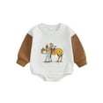 EYIIYE Baby Western Romper Letter/Horse Print Long Sleeve Bubble