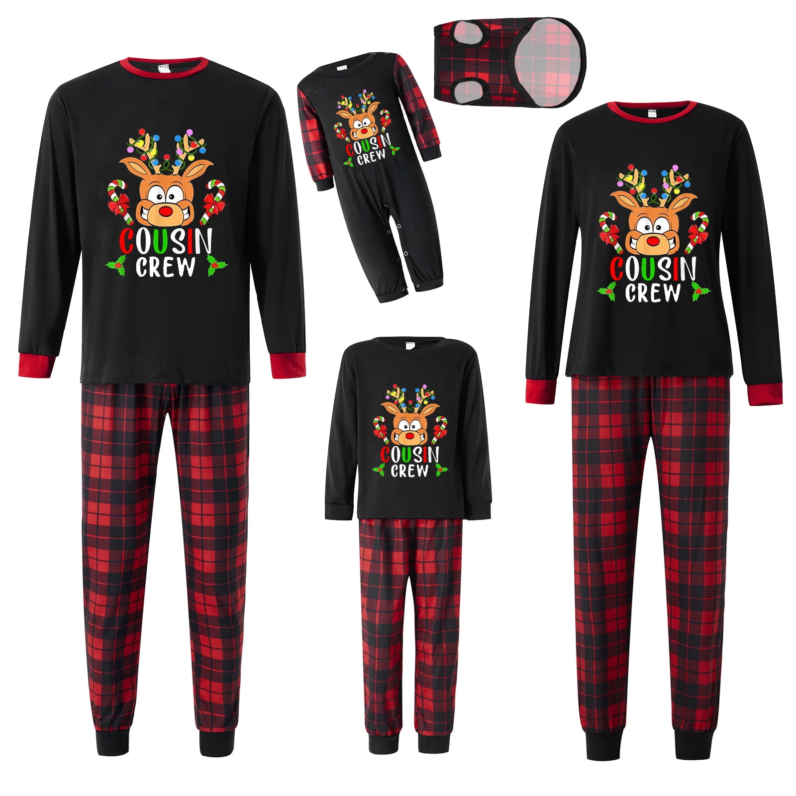 Christmas Besties Party Printed Feather Trim Elastic Waist Pocketed Pajama Set