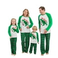 thumbnail image 1 of EYIIYE Family Christmas Pajamas Matching Sets, Cartoon Dinosaur Print Long-Sleeved Tops + Elastic Waist Plaid Pattern Trousers, 1 of 10