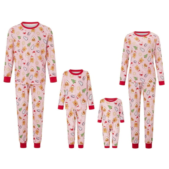 EYIIYE Family Matching Christmas Pajama Set, Christmas Tree Print Long Sleeve Tops Elastic Waist Pants for Fall Winter