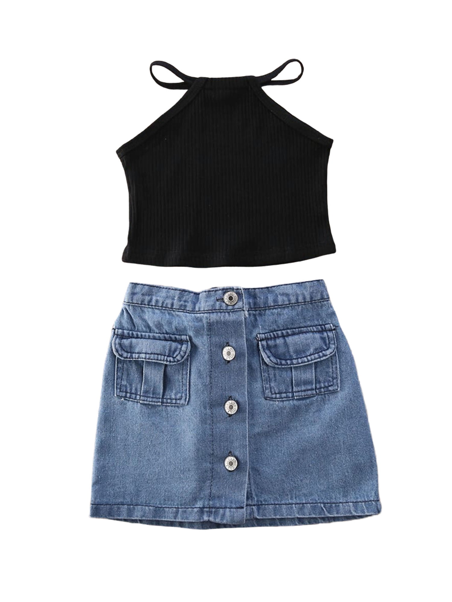 Black jean skirt vest cheap