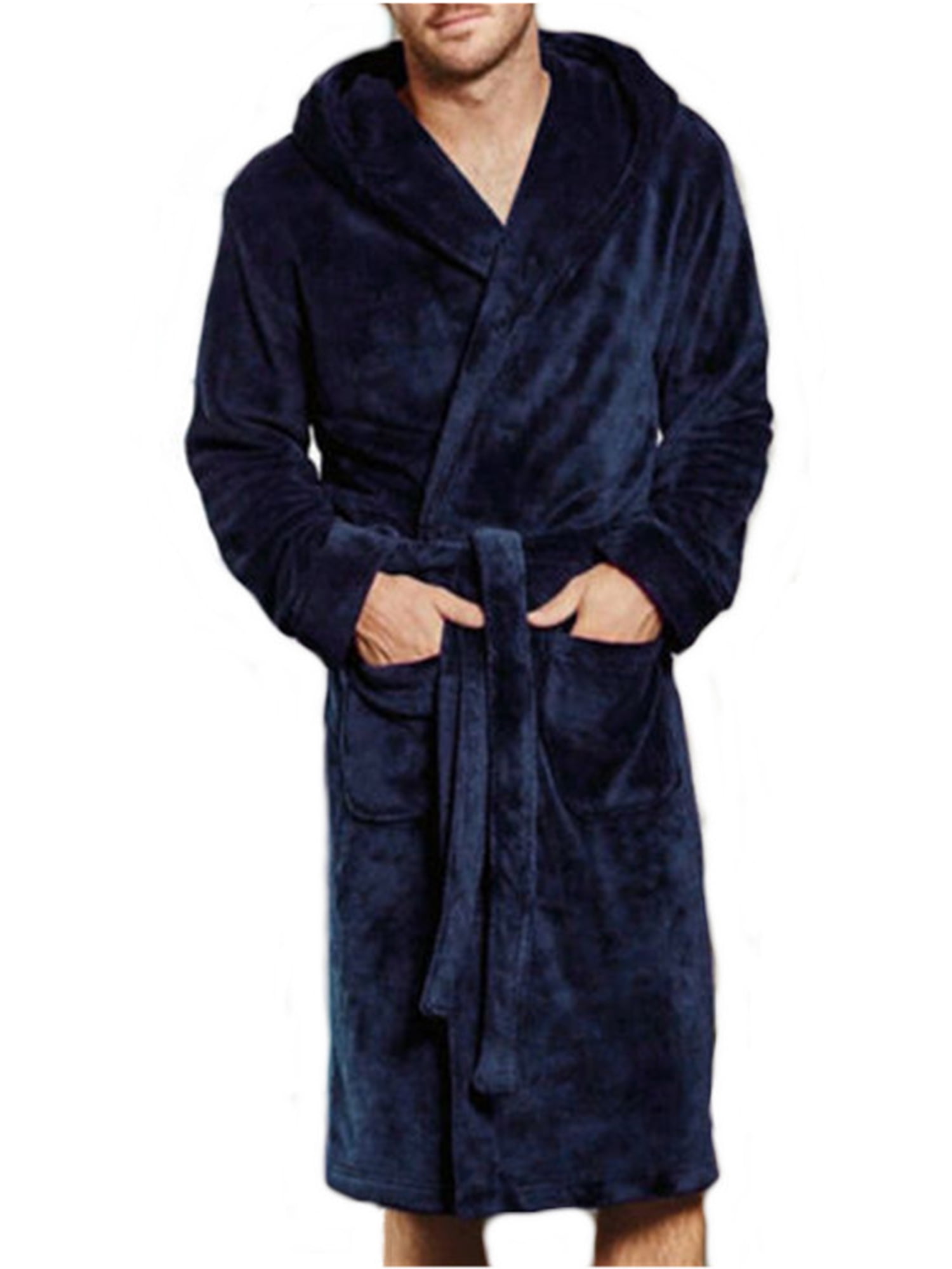 EYIIYE Men Warm Winter Fleece Towelling Dressing Gown Robe Bath