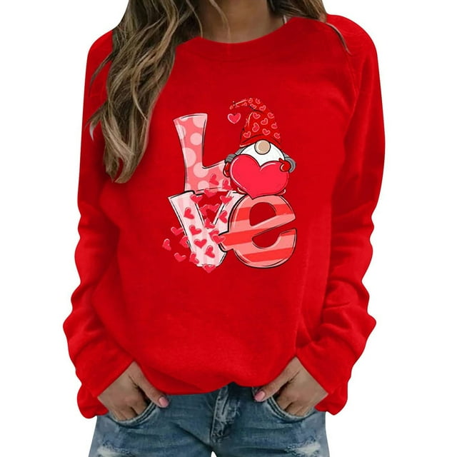 EYIIYE Valentine's Day Women Sweater Heart/ Angel Baby/ Letter Print ...