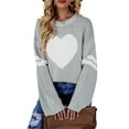 thumbnail image 1 of EYIIYE Women's Heart Print Knitted Pullover Long Sleeve Crew Neck Sweater Tops Valentine's Day Gif, 1 of 5