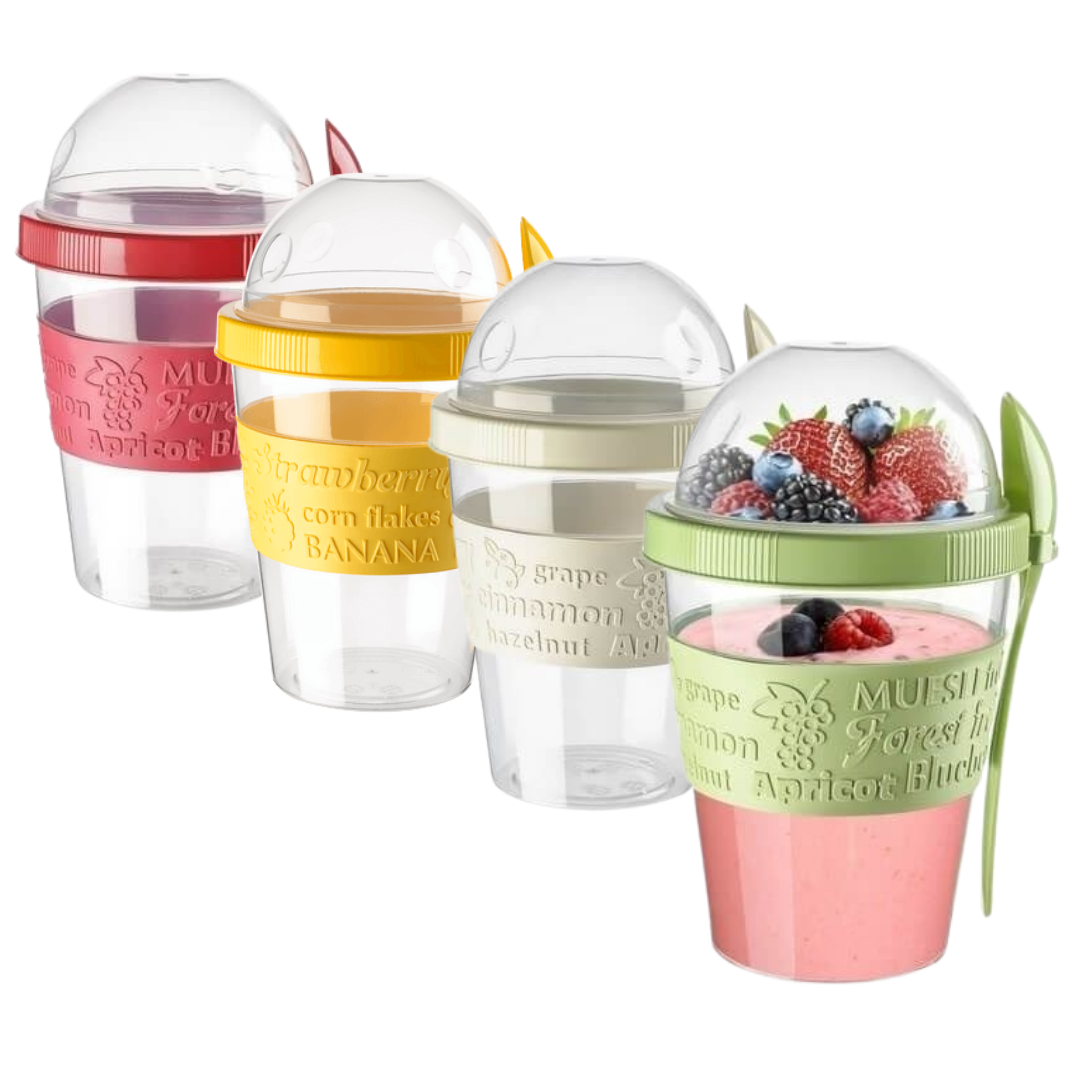 Portable Reusable Parfait Cups with Lids Yogurt Cup with Topping Cereal