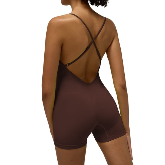 EYNMVR Backless Tummy Control Jumpsuits for Women One Piece Workout Jumpsuits Sleeveless V Back Lizvette Scrunch Yoga Rompers